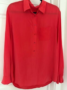Equipment Red Long-Sleeve Button-Down Shirt